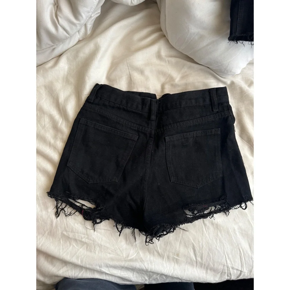 Superdown‎ Women's Black Simi Distressed Denim Shorts Size 25